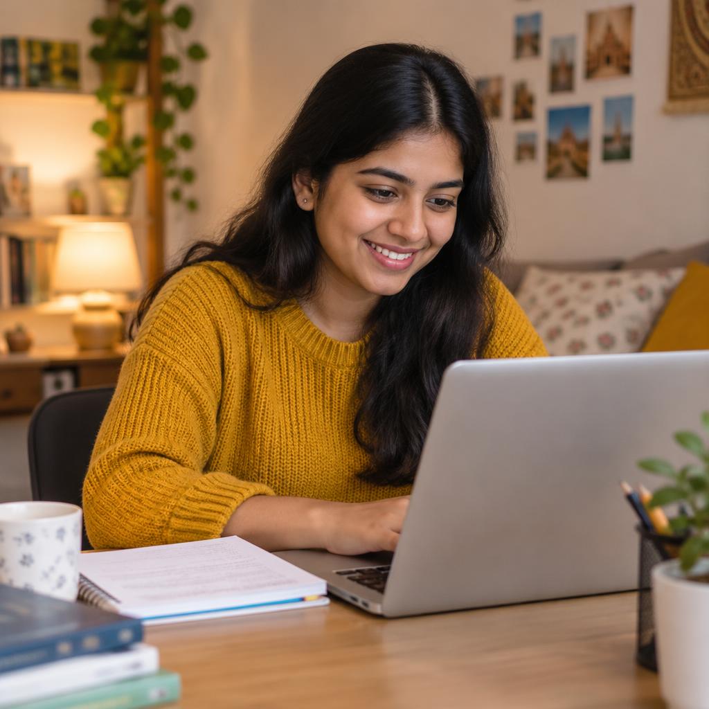 Student learning digital marketing on a laptop